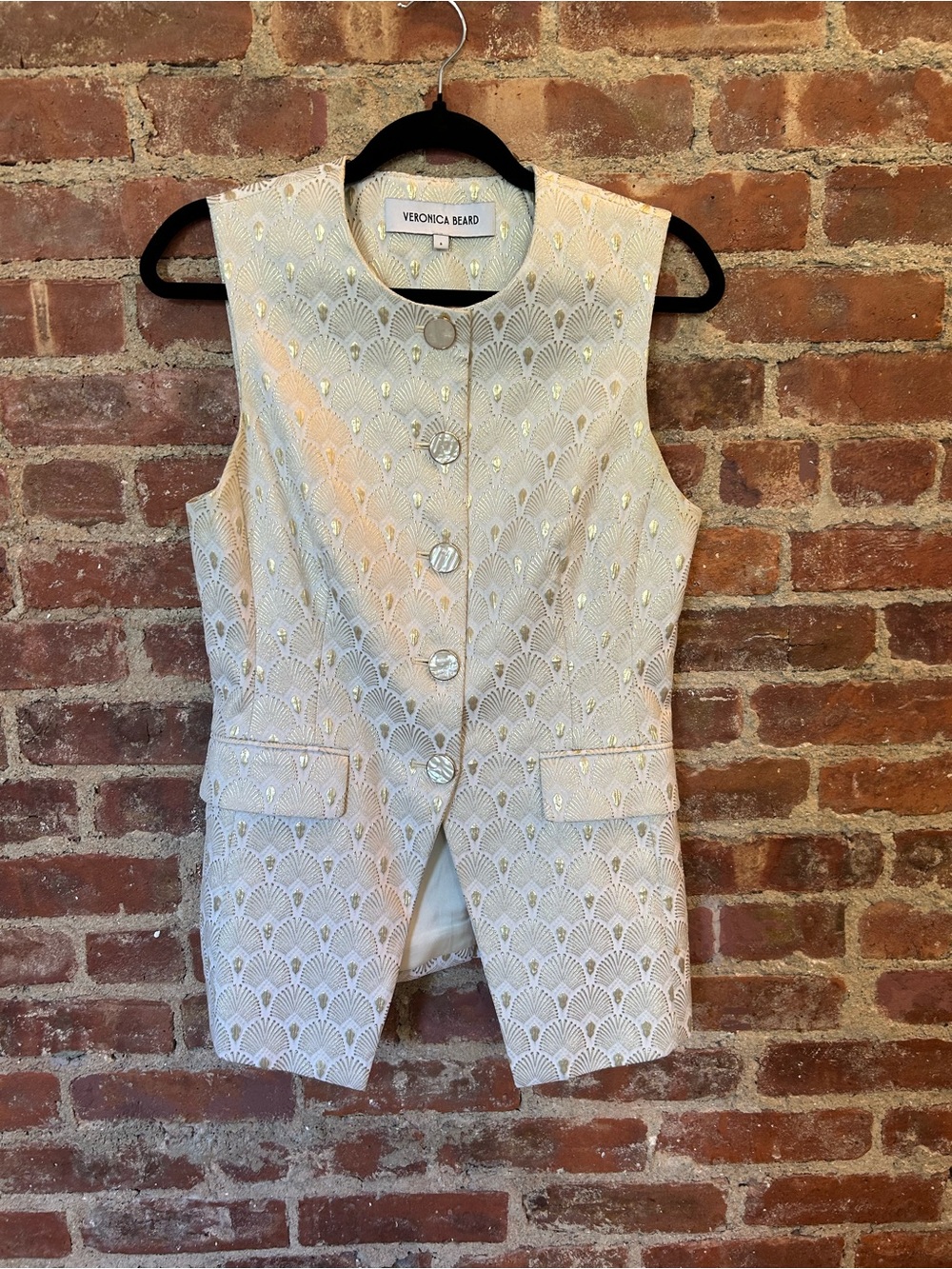Veronica Beard Women's Ivory Brocade Sleeveless Vest